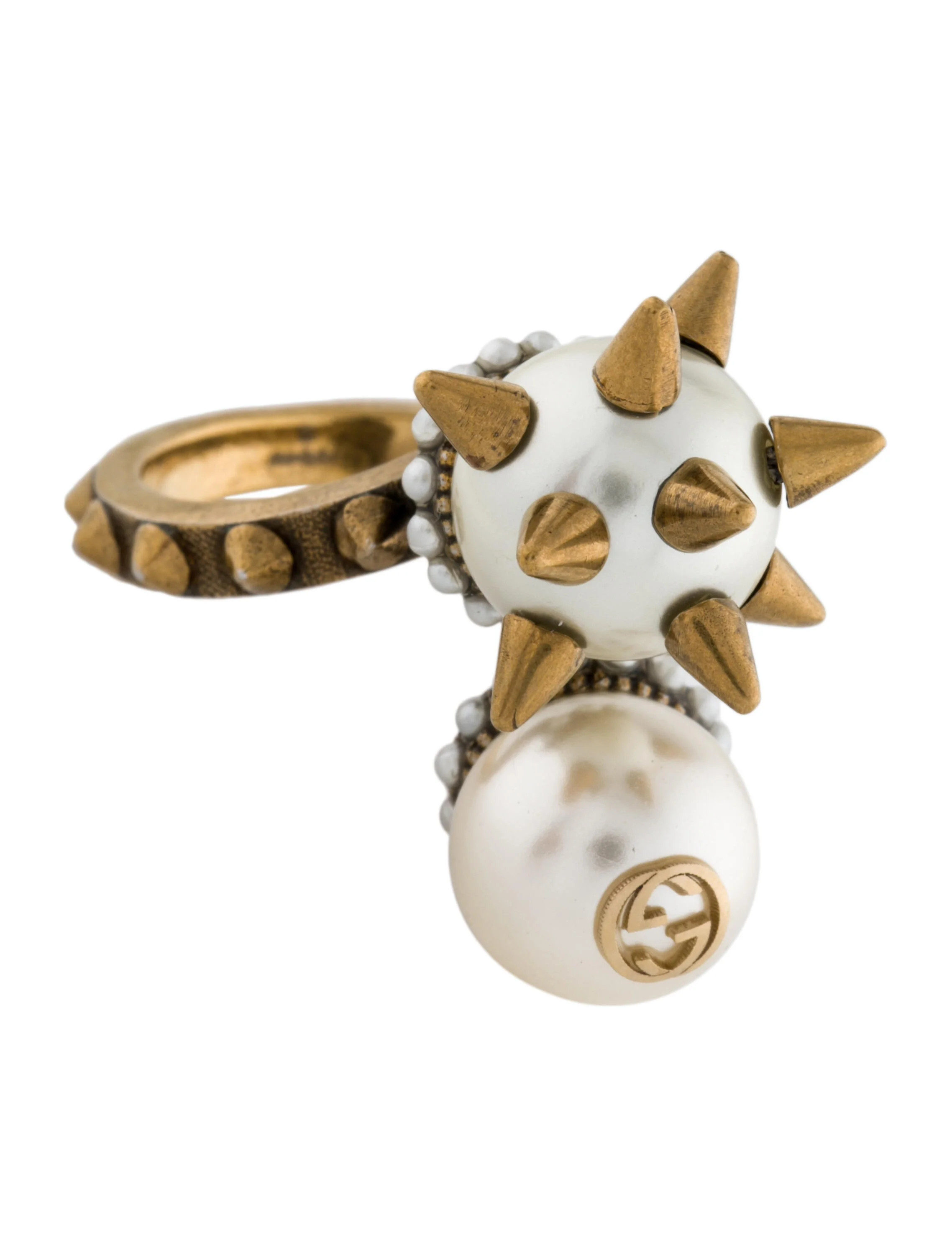 Faux Pearl Spike Bypass Cocktail Ring | The RealReal