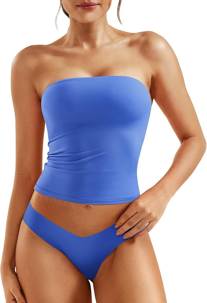 YEOREO Sophie Women Sexy Long Tube Tops Double Lined Basic Y2K Summer Cute Strapless Fitted Bande... | Amazon (US)