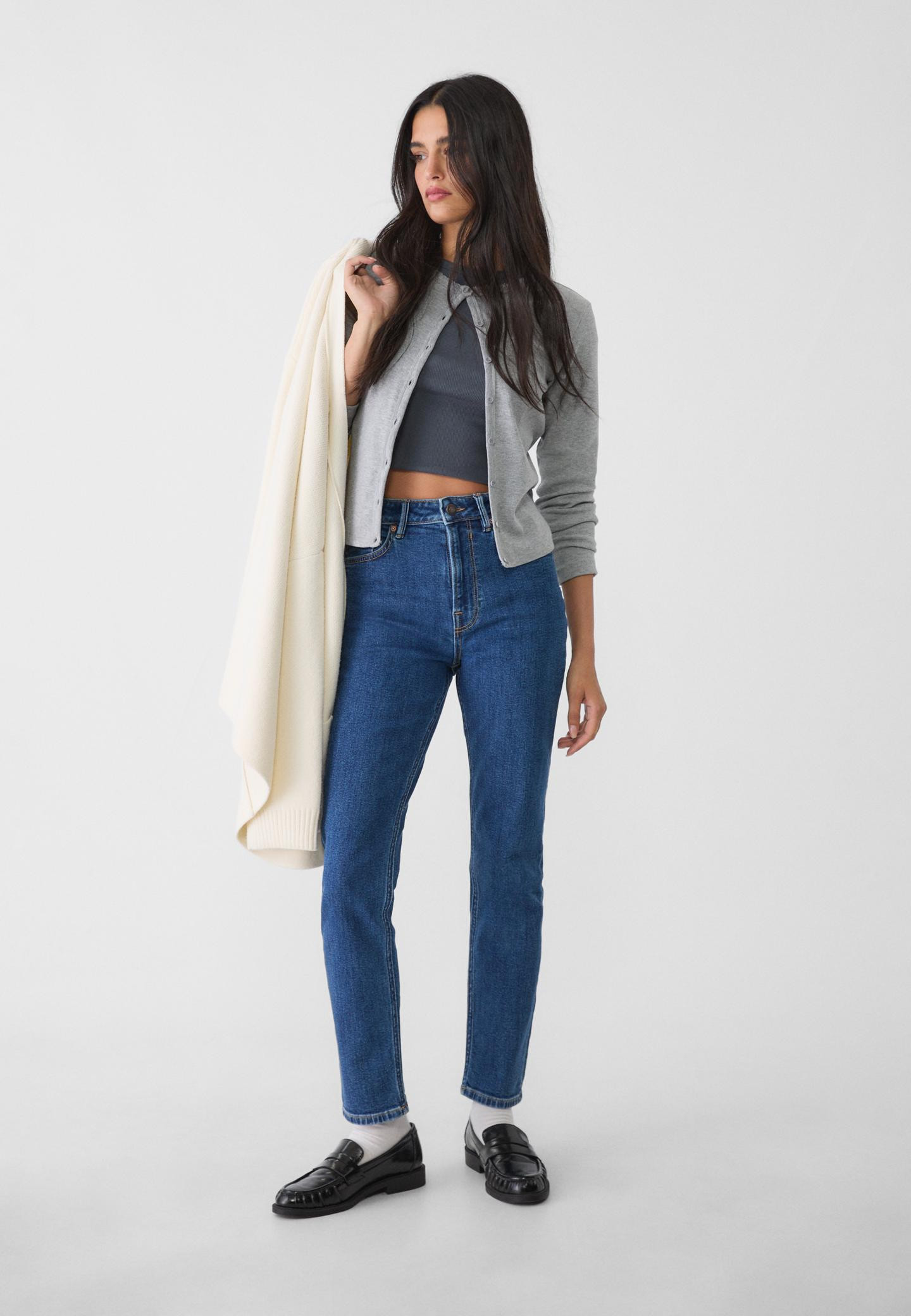 1465 Slim-fit mom jeans - Women's Jeans | Stradivarius United Kingdom | Stradivarius (UK)