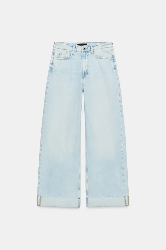 Z1975 MID-RISE BARREL LEG CUFFED JEANS | Zara US