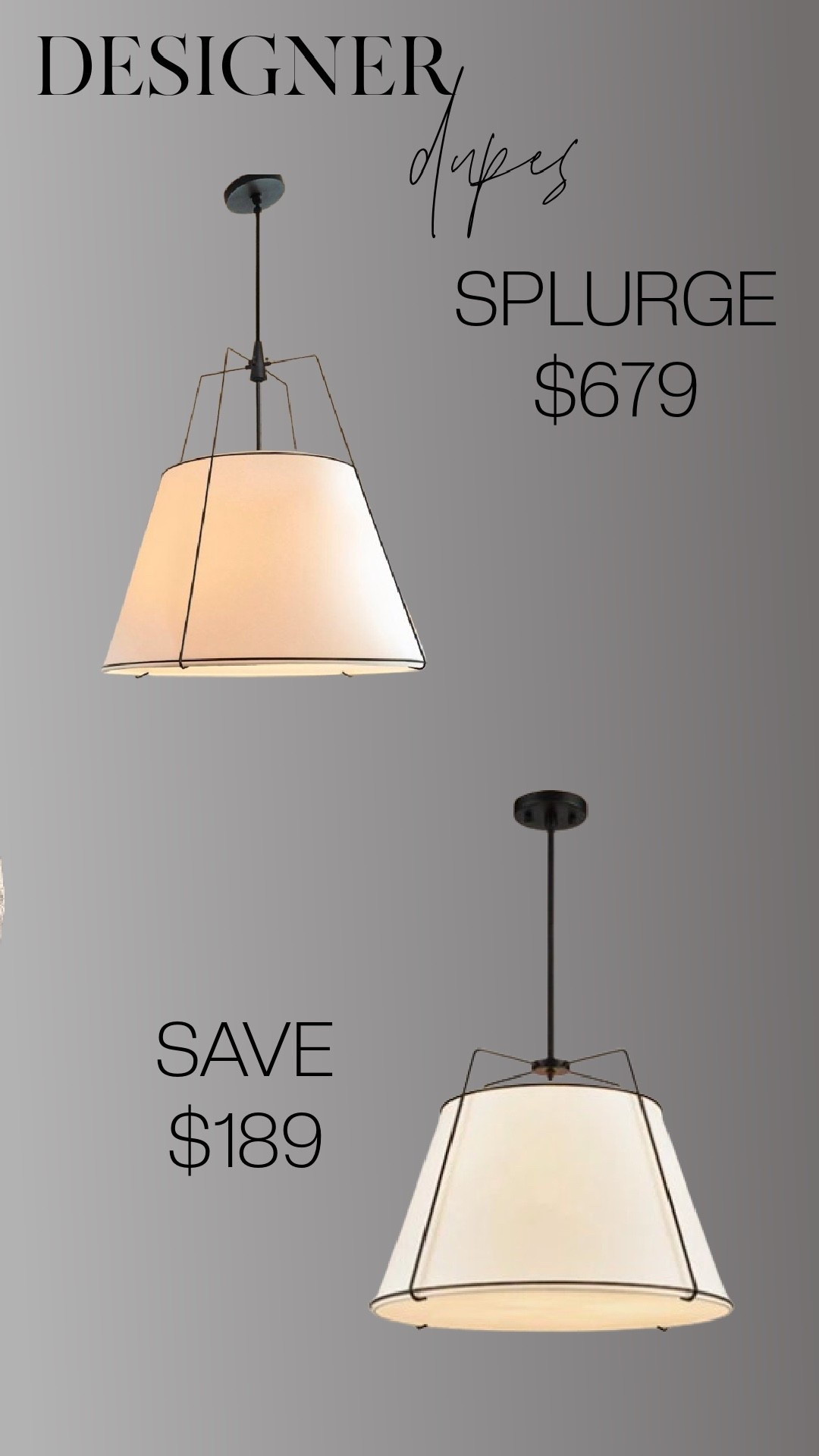 Designer look for less ✨
Same classic silhouette, same warm glow — just a much better price.

If you love elevated lighting but don’t always want the splurge, this is a really good save. I’ve linked both so you can decide what makes sense for your space and budget.

Timeless > trendy. Always.

#LTKHome #LTKSaleAlert