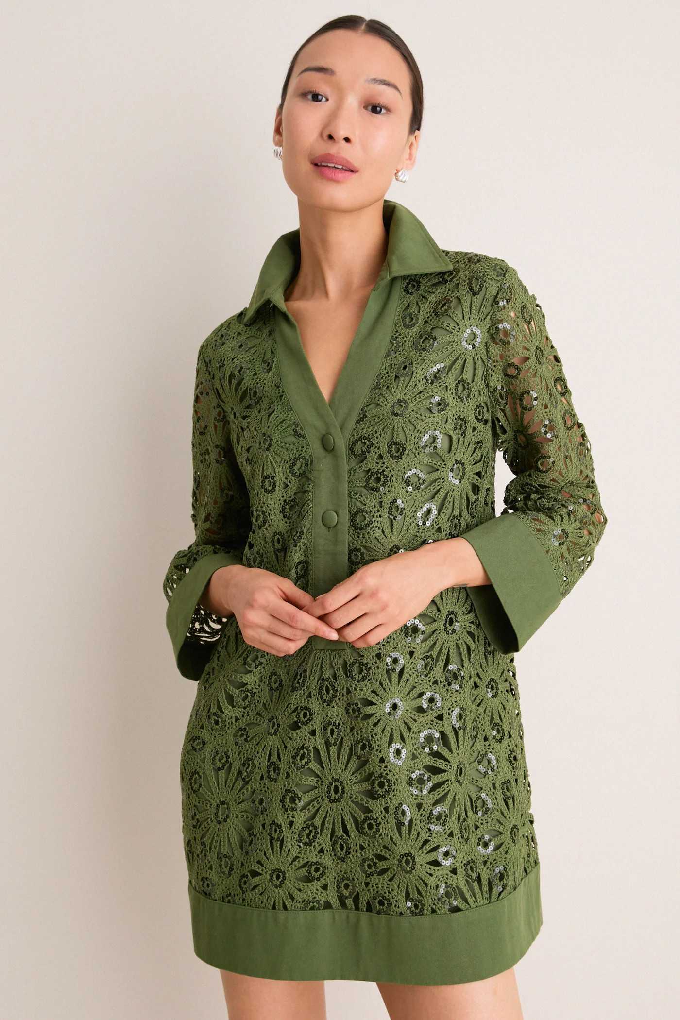 Green Crochet Sparkle Collier Dress | Tuckernuck (US)