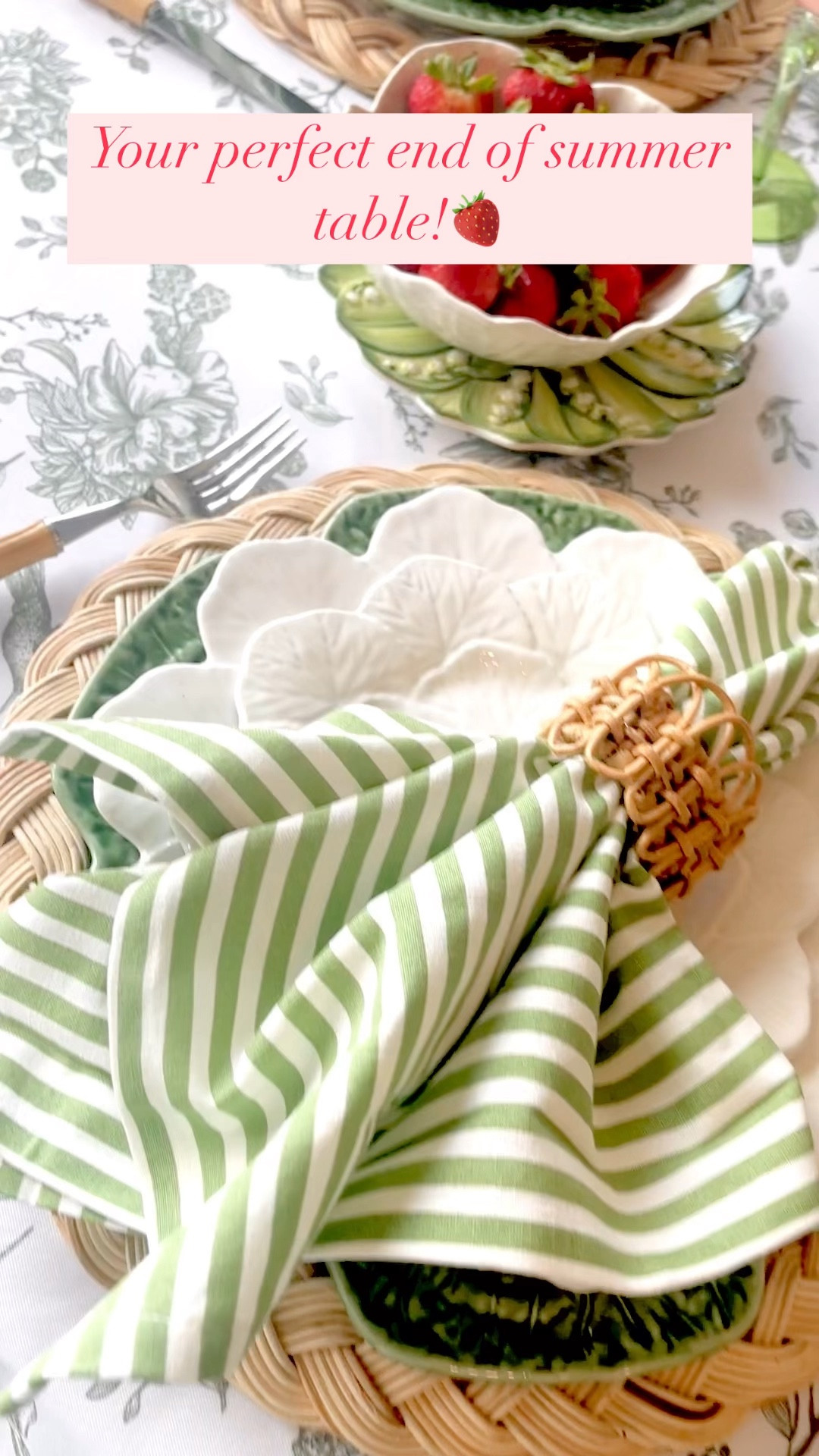 Celebrate every bit of your summer days with this beautiful table! 
#endofsummercelebration #summertable #cabbageplates #greenandwhite #summertablescapes #outdoortable #outdoorentertaining

#LTKHome #LTKParties #LTKSeasonal