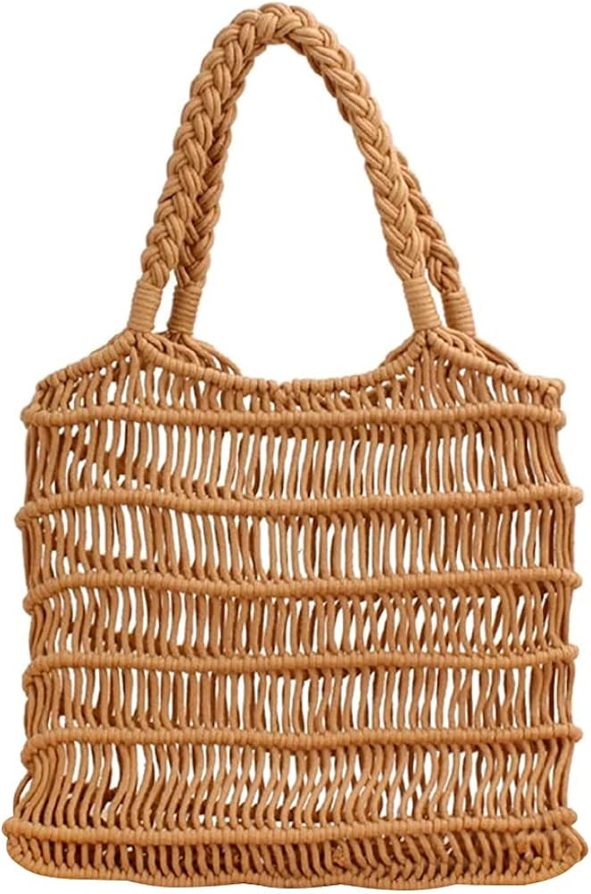 Women's Beach Straw Handbag Woven Tote Fishing Net Beach Bag Large Capacity Mesh Rope Combination... | Amazon (US)
