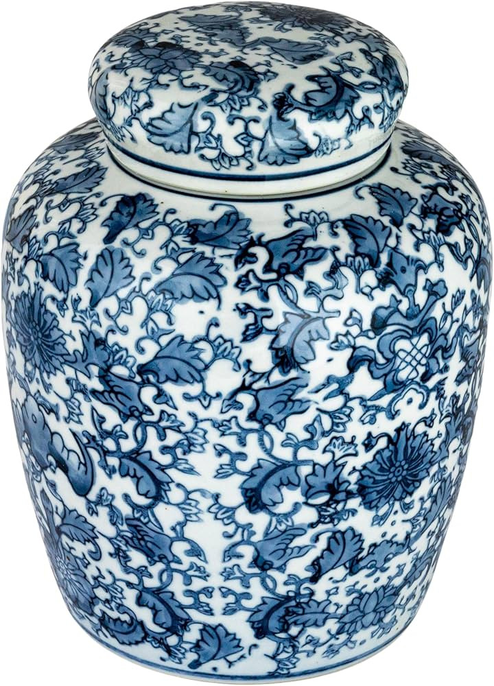 Decorative Blue and White Ceramic Ginger Jar with Lid | Amazon (US)