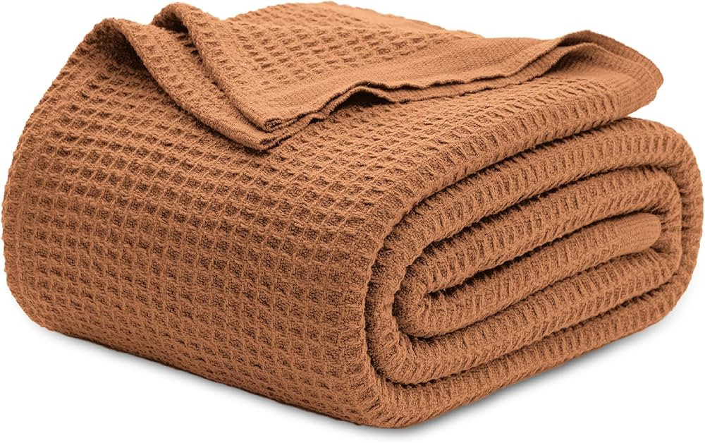 Bedsure 100% Cotton Blanket Queen Size for Bed - Waffle Weave Fall Blanket, Lightweight and Breat... | Amazon (US)