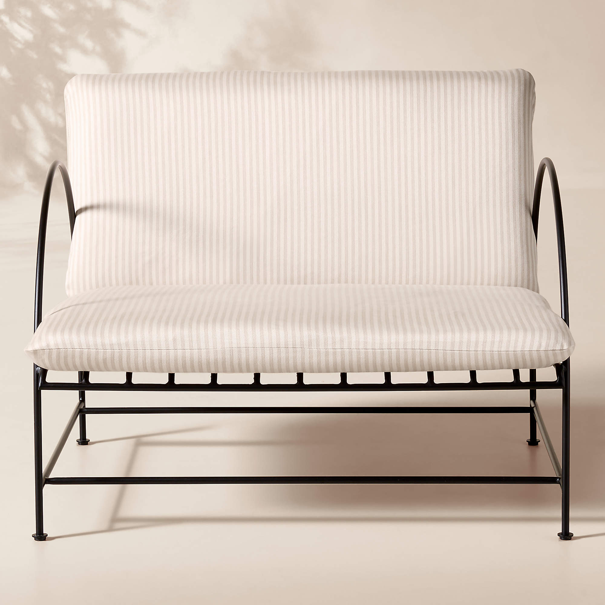 Costa Black Metal Outdoor Lounge Chair with Natural And White Striped Sunbrella Cushions + Review... | CB2