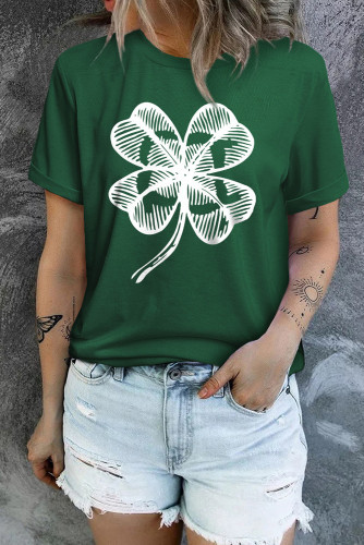 Green St Patricks Clover Crew Neck Graphic T Shirt | Shewin