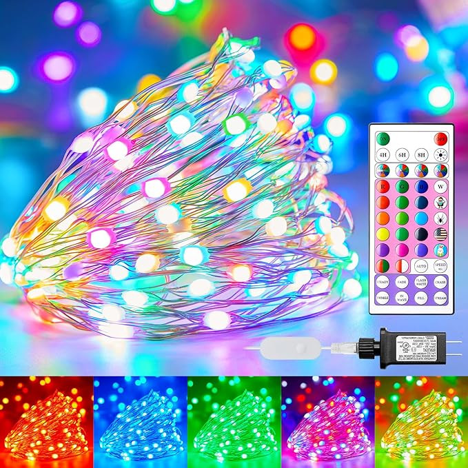 Plug in Fairy Lights Color Changing - 22 Colors 33FT 100 LED Fairy Lights with Remote,Halloween S... | Amazon (US)