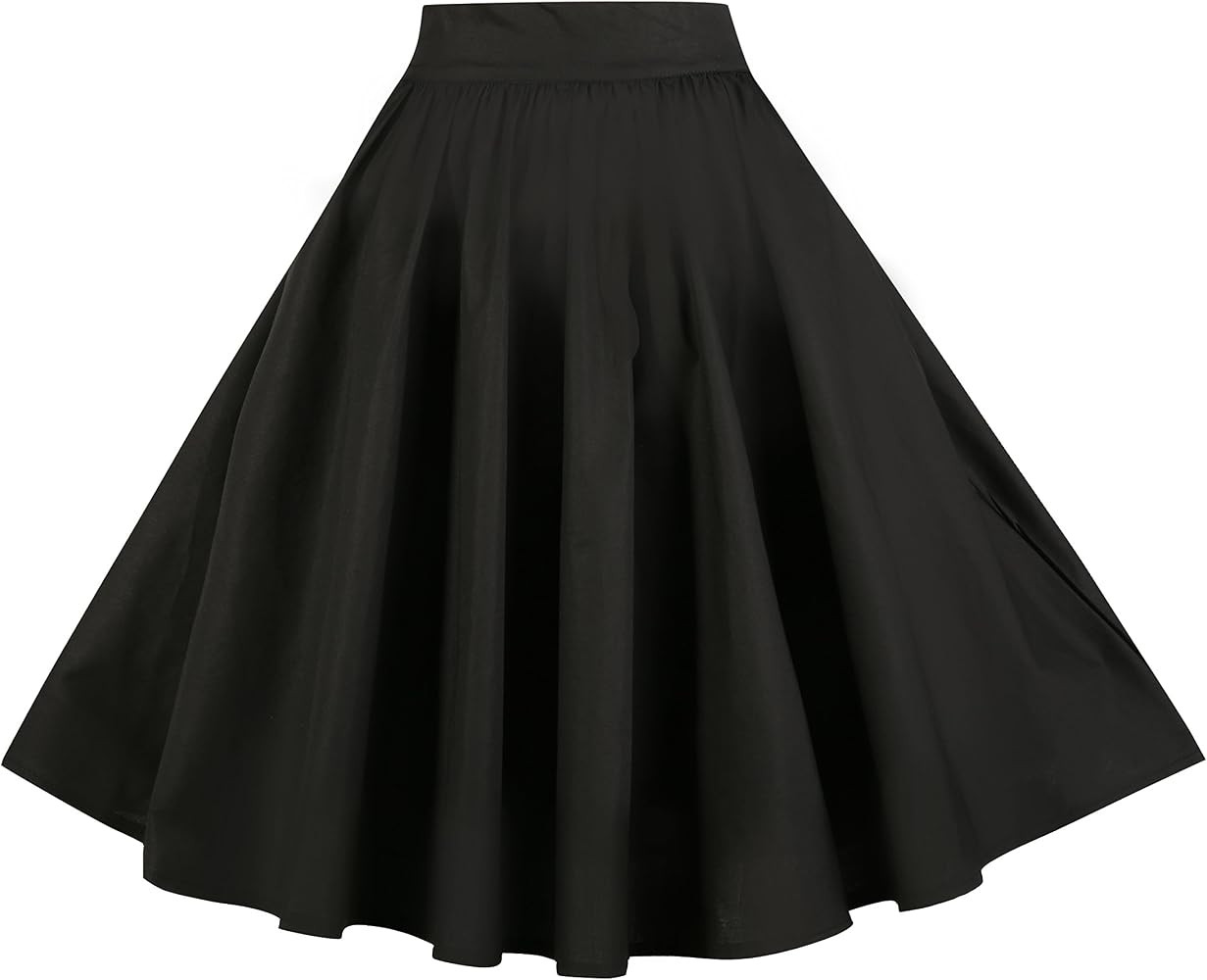 BI.TENCON Women Vintage Skirt Smock Waist Rockabilly Swing Casual Party Skirts | Amazon (US)