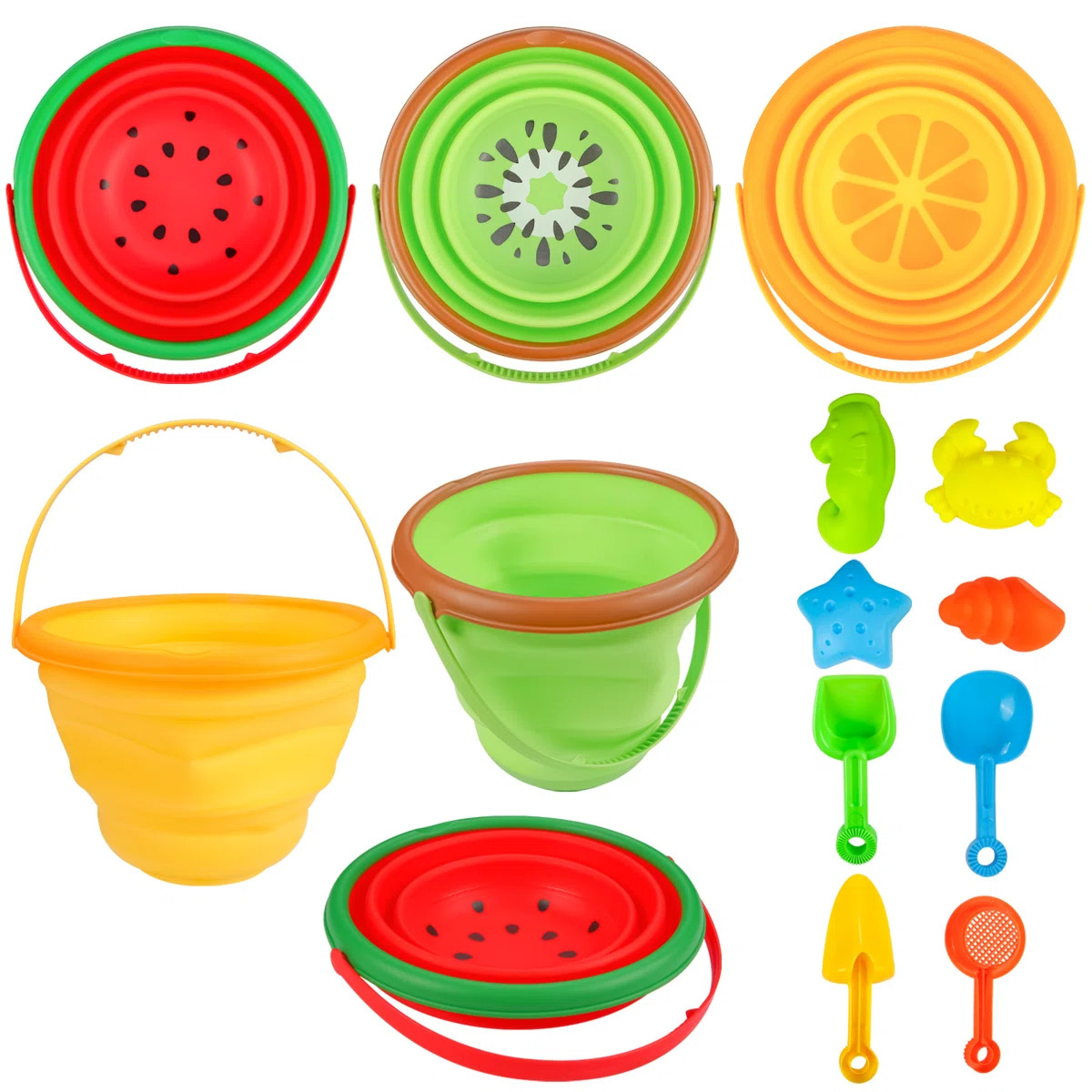 Beach Toys for Kids, Silicone Collapsible Foldable Beach Bucket Travel Beach Toys for Summer Outd... | Wayfair North America