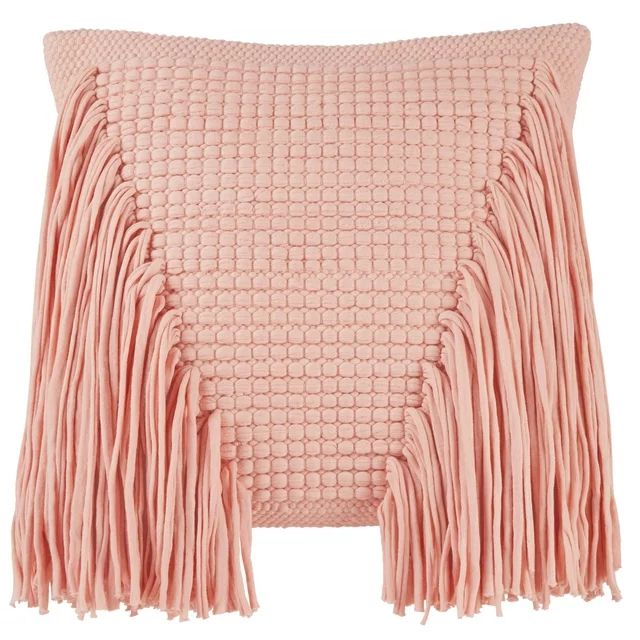 Wanda June Home Jersey Knit Fringe Pillow, 1 Piece, Pink, 18"x18" by Miranda Lambert | Walmart (US)