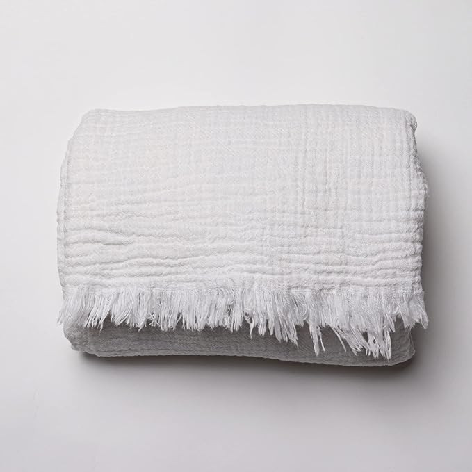 PÜSKÜL Throw Blankets Softest Organic Turkish Cotton Lightweight Wrinkled Muslin Fabric, 1-Pack... | Amazon (US)