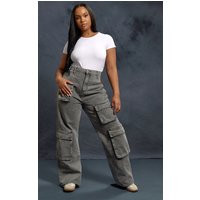 Plus Washed Grey Cargo Denim Jeans | PrettyLittleThing US