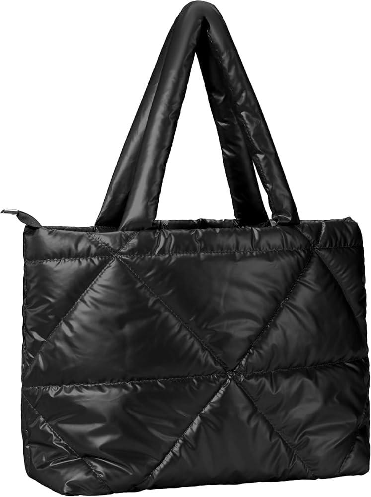 Puffer Tote Bag for Women, Large Quilted Tote Bag with Detachable Strap, Ultra-Lightweight and So... | Amazon (US)