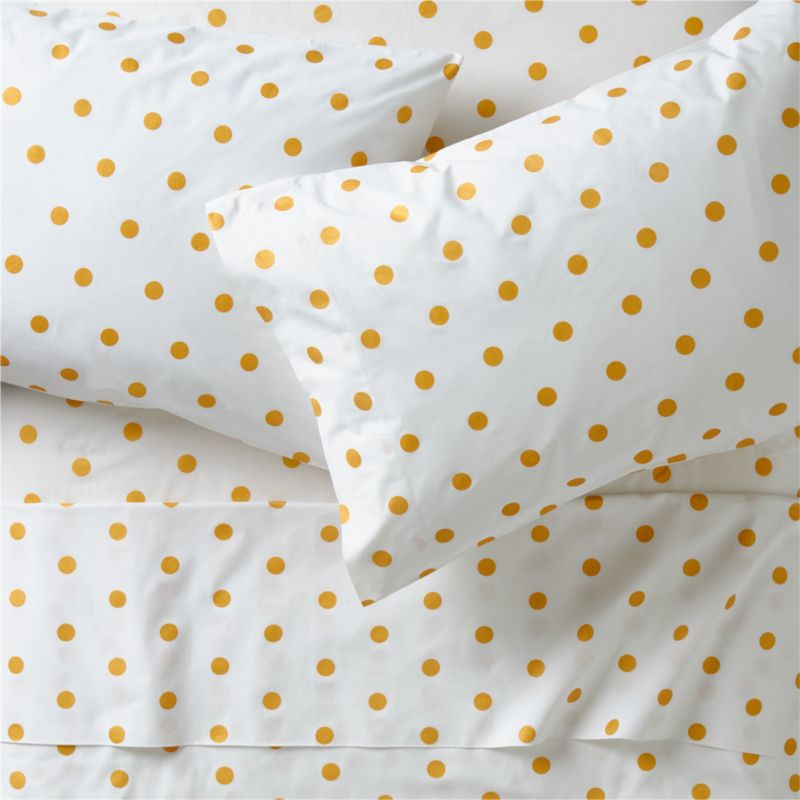 Organic Gold Polka Dot Sheets Queen + Reviews | Crate and Barrel | Crate & Barrel