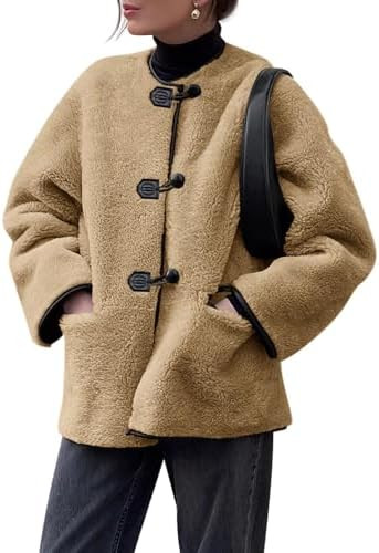 Cicy Bell Womens Faux Fur Jacket Fuzzy Coat Long Sleeve Button Front Warm Winter Outerwear with P... | Amazon (US)