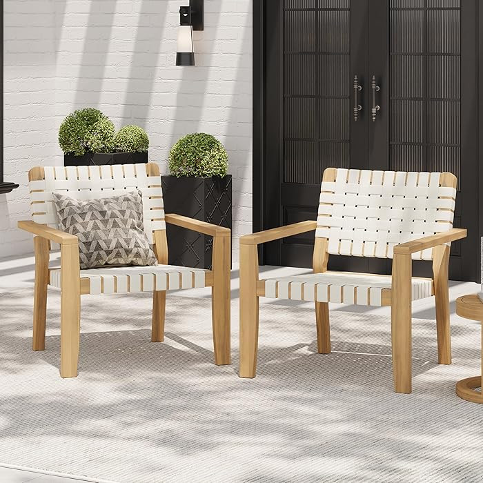 Christopher Knight Home Set of 2 Lena Patio Furniture Acacia Wood Armchair, Woven Rope Outdoor Cl... | Amazon (US)