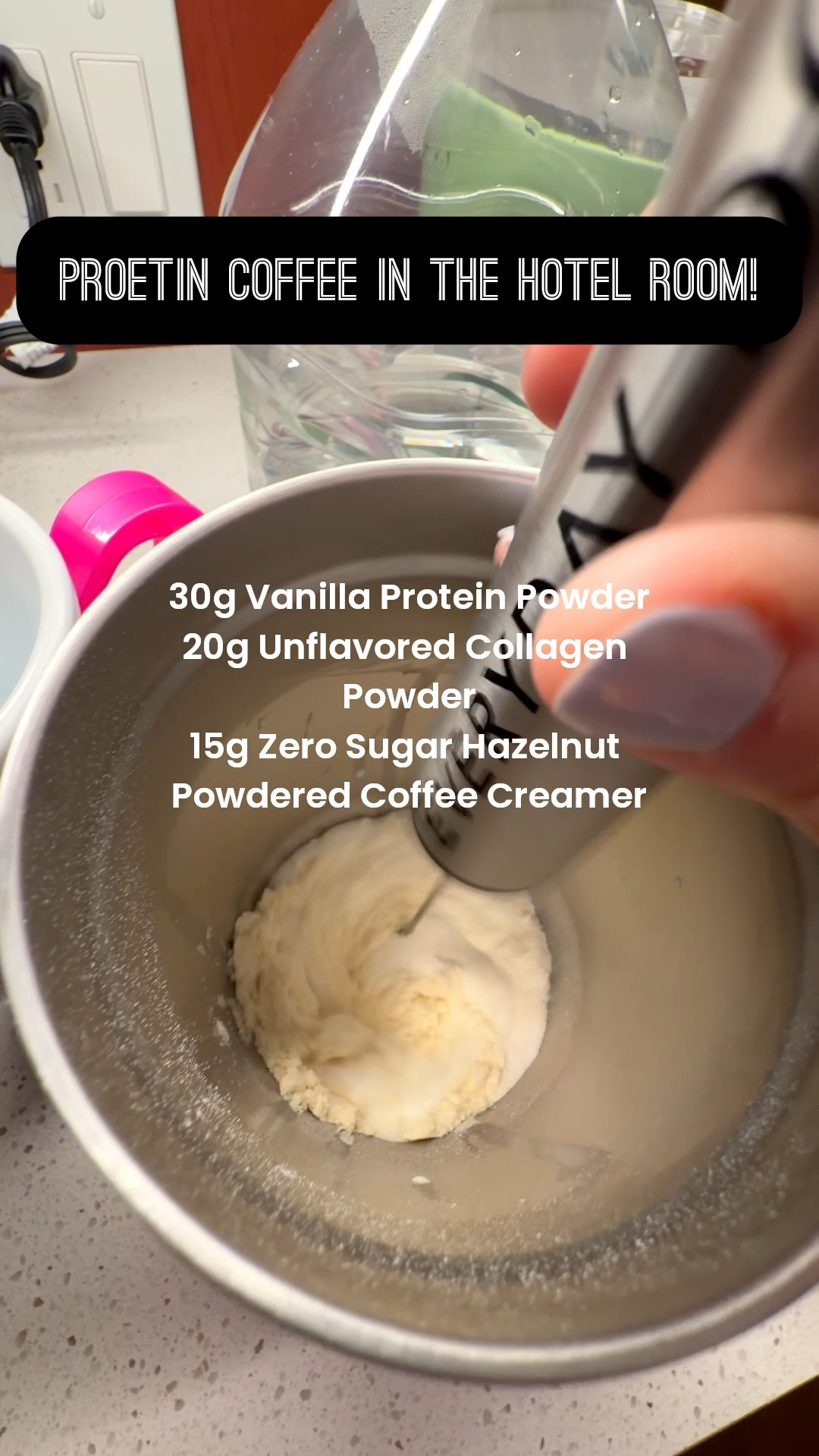 I take my protein coffee seriously! 

And ready to drink protein shakes can take up too much space for traveling but they also hurt my belly so I have to use powder anyway.

Pro-Tip: Mix the powders in cool water/coffee mate mini creamers BEFORE pouring in hot coffee. This is a nonnegotiable, the hot coffee will curdle the powder!! But when it’s already blended well, it won’t affect it at all 🙂

#LTKmorningroutine
