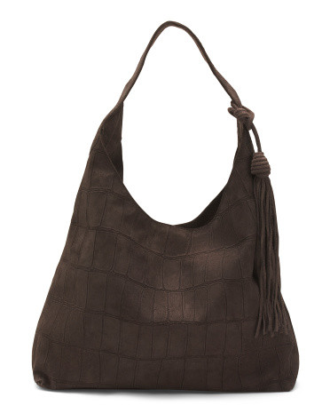 Suede Crocodile Shoudler Bag | TJ Maxx