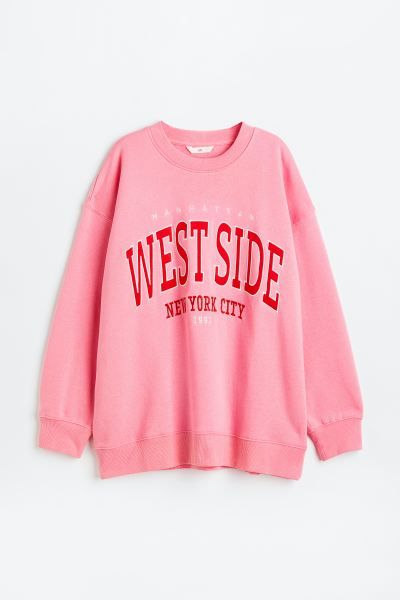 Sweatshirt.  Pink Sweater.   Oversized Style. Fashion.  Outfit  | H&M (US)