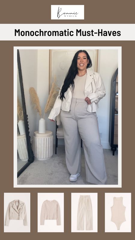Serving ALL the monochromatic looks this fall with staple piece from Abercrombie and Fitch! This ribbed bodysuit and tailored trouser pants pair perfectly with a vegan leather jacket or cozy sweater for fall 🍂 Fall Fashion | Monochrome | Monochromatic Outfit | Capsule Wardrobe | Midsize Fashion | Fall Staples | Leather Jacket

#LTKcurves #LTKstyletip #LTKSeasonal
