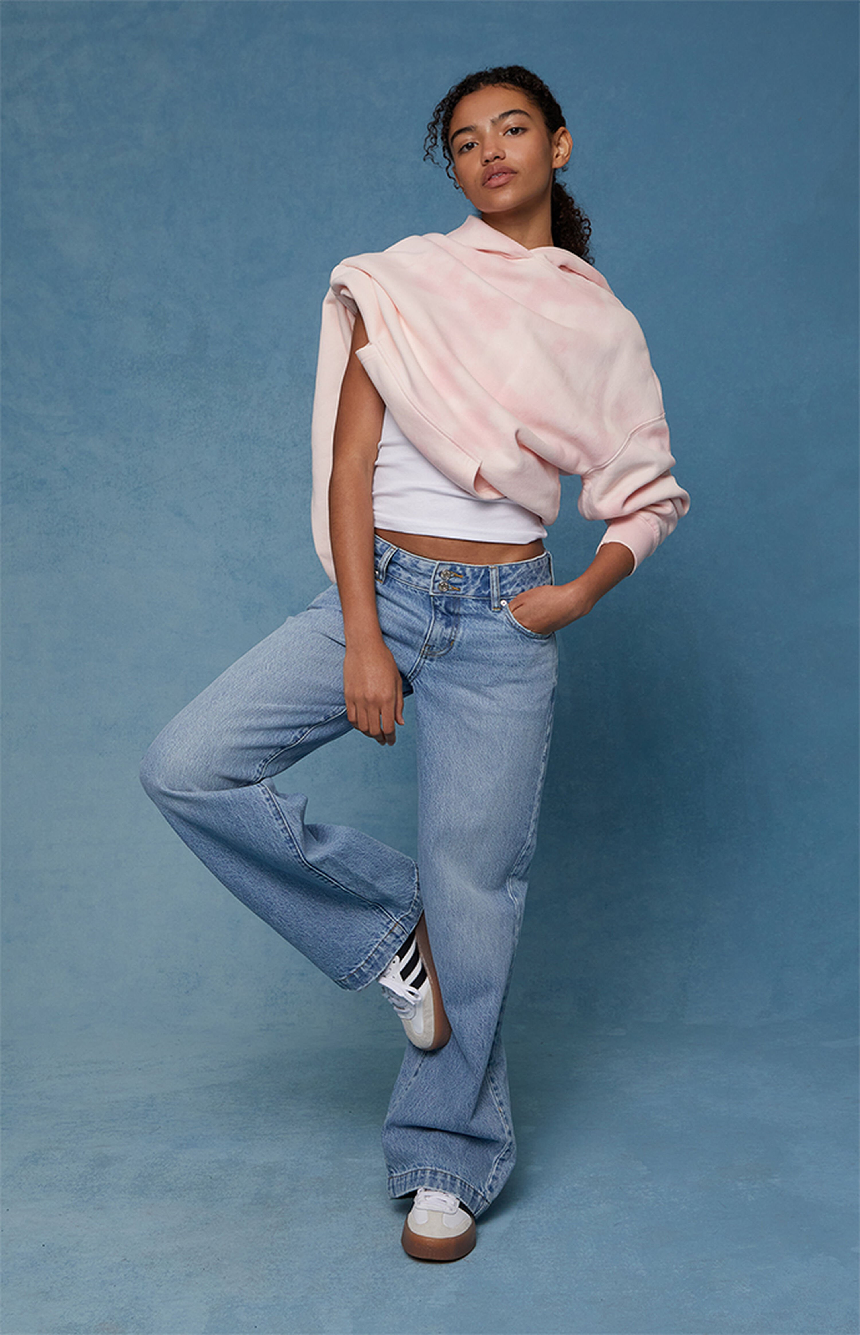 Pacsun Casey Low Rise Baggy Jeans Double Button Medium Indigo | PacSun