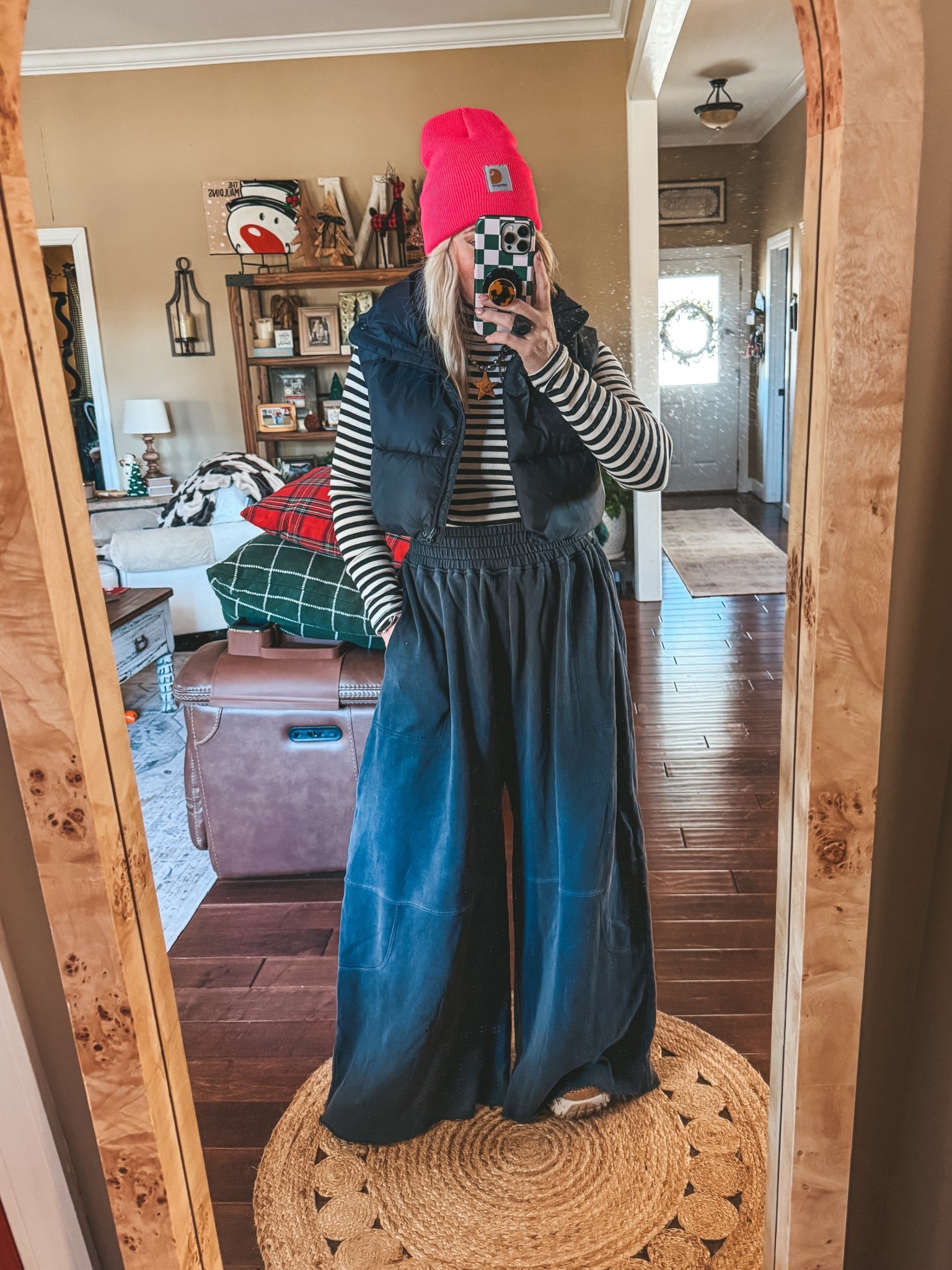 Love this cropped vest and striped turtleneck. These pants are older but I linked similar  

#LTKOver40 #LTKootd #LTKFindsUnder100