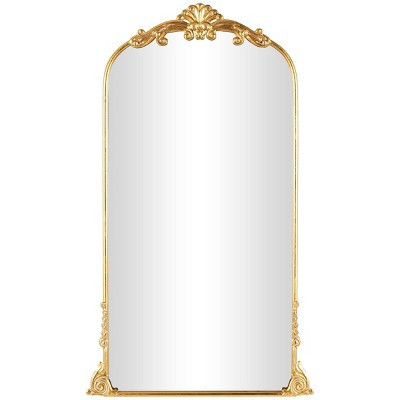 Olivia & May 48"x28" Metal Tall Ornate Arched Baroque Floor Mirror Gold: Vintage Style, Keyhole Mount, Wood Frame | Target