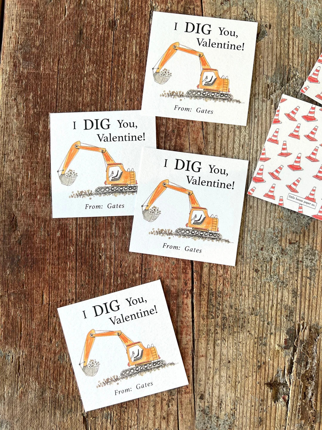 I DIG You! Valentines - Boy Valentines - Construction Valentines Illustrated Set of Valentines Ca... | Etsy (US)