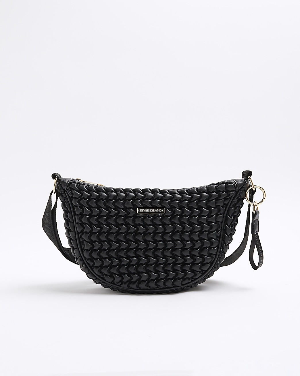 Black Textured Scoop Cross Body bag | River Island (UK & IE)