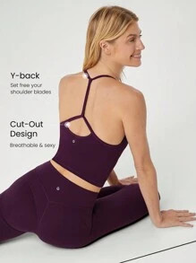 GLOWMODE FeatherFit™ Canotta a collo alto e schiena scollata, leggero supporto per yoga a basso... | SHEIN