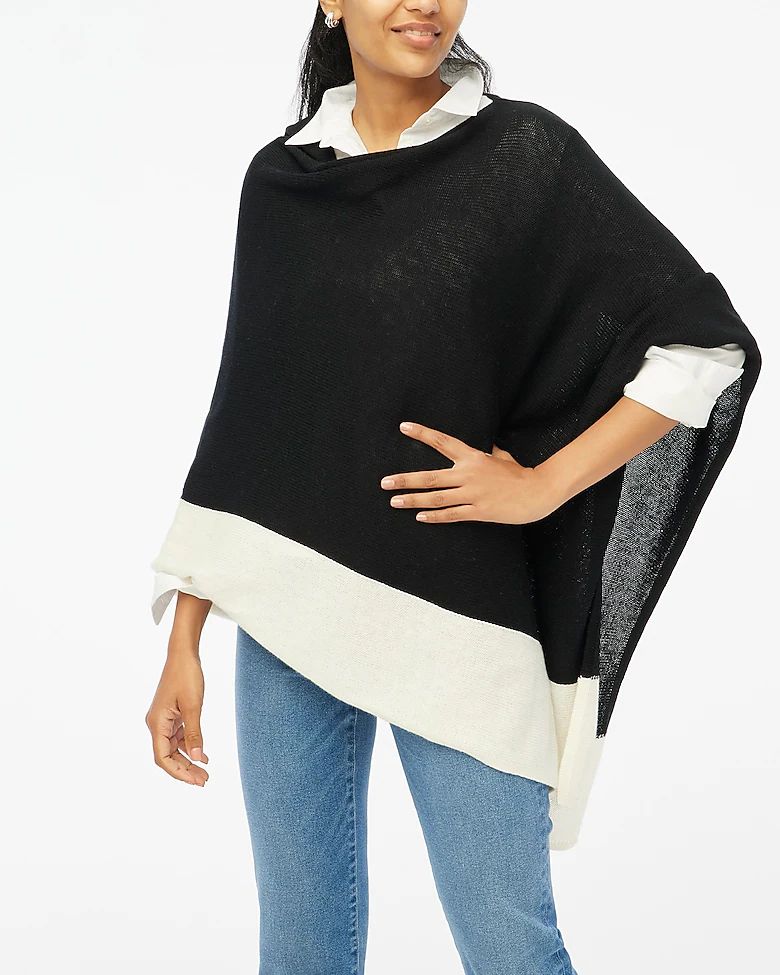 Cotton-blend colorblock sweater poncho | J.Crew Factory