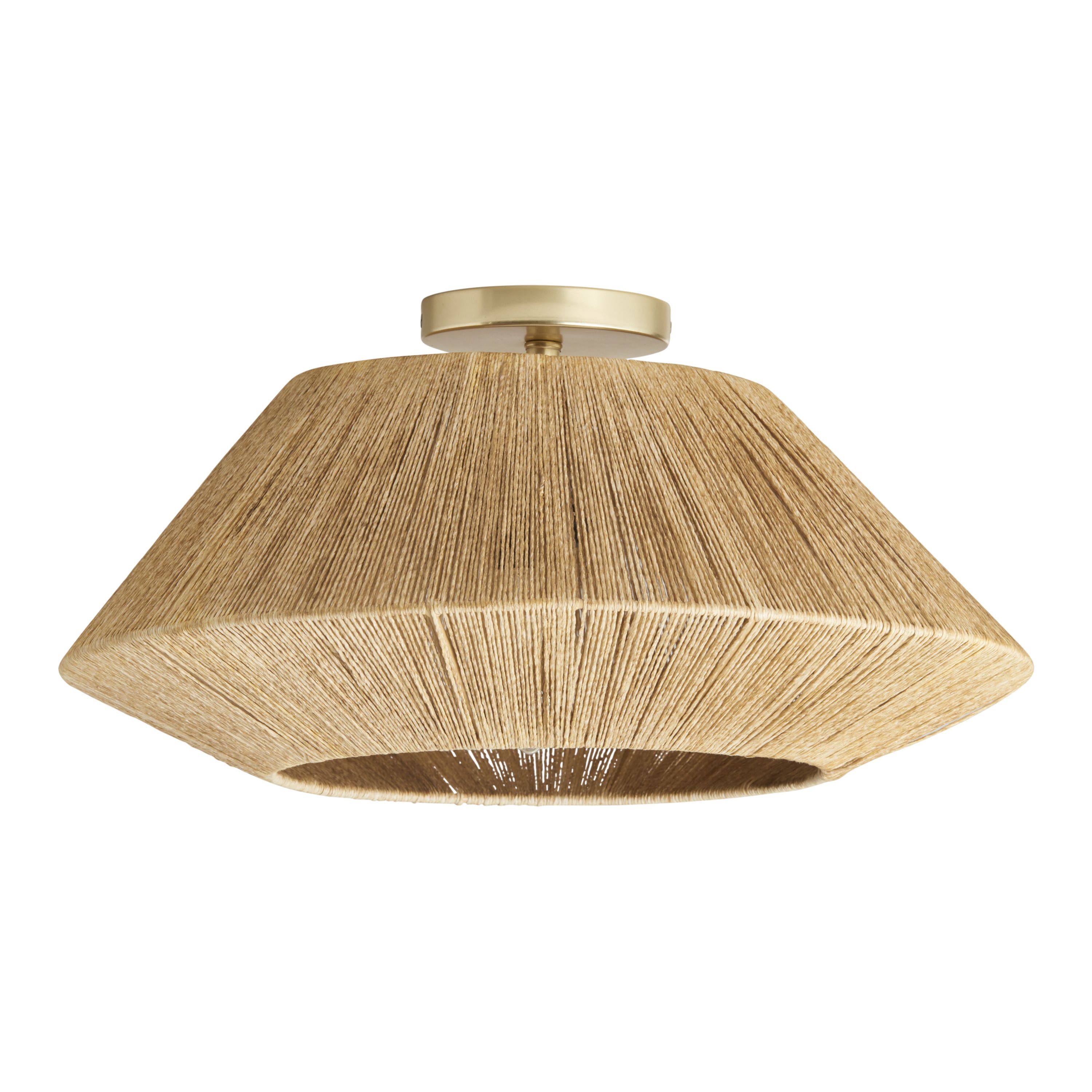 Natural Jute Woven Semi Flush Mount Ceiling Light | World Market