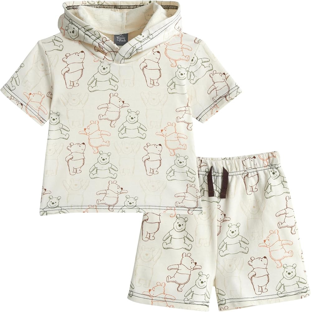 Disney Boys' Shorts Set - 2 Piece Hoodie Sweatshirt and Shorts: Mickey Mouse, Winnie the Pooh, Li... | Amazon (US)