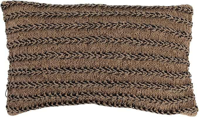 Creative Co-Op Hand-Woven Jute and Cotton Macramé Lumbar Pillow, 20" L x 12" W x 2" H, Brown | Amazon (US)
