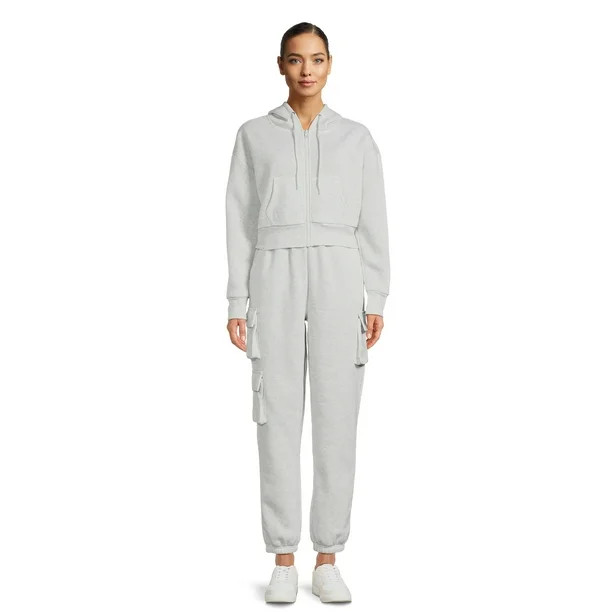 Liv & Lottie Juniors' Cropped Hoodie and Cargo Jogger Pants Set, 2-Piece | Walmart (US)