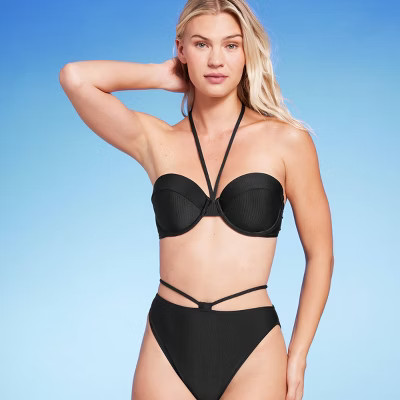 Women's Lightly Lined Ribbed Halter Bikini Top - Shade & Shore™ | Target