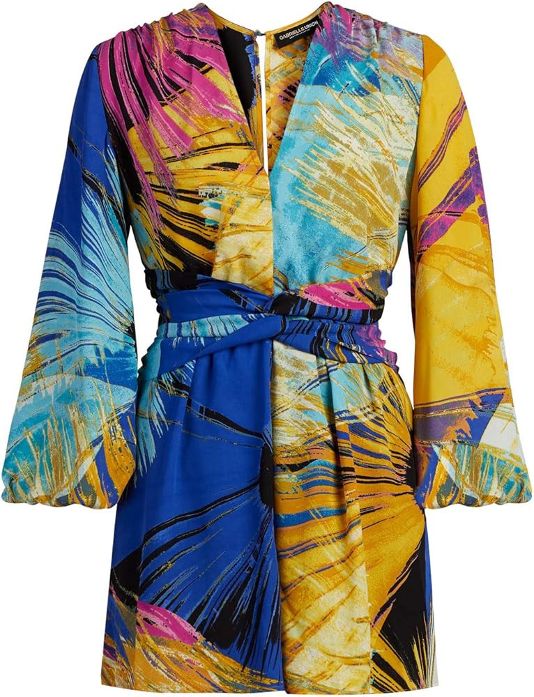 New York & Co. Women's Abstract Print V-Neck Romper - Gabrielle Union Collection | Amazon (US)