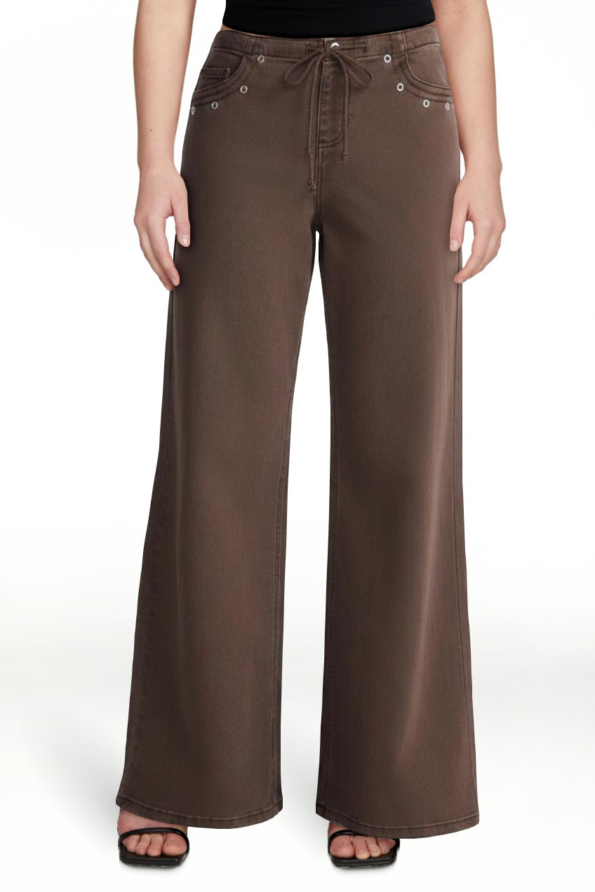 No Boundaries Drawstring Grommet Wide Leg Jean, 32" Inseam, Women's | Walmart (US)