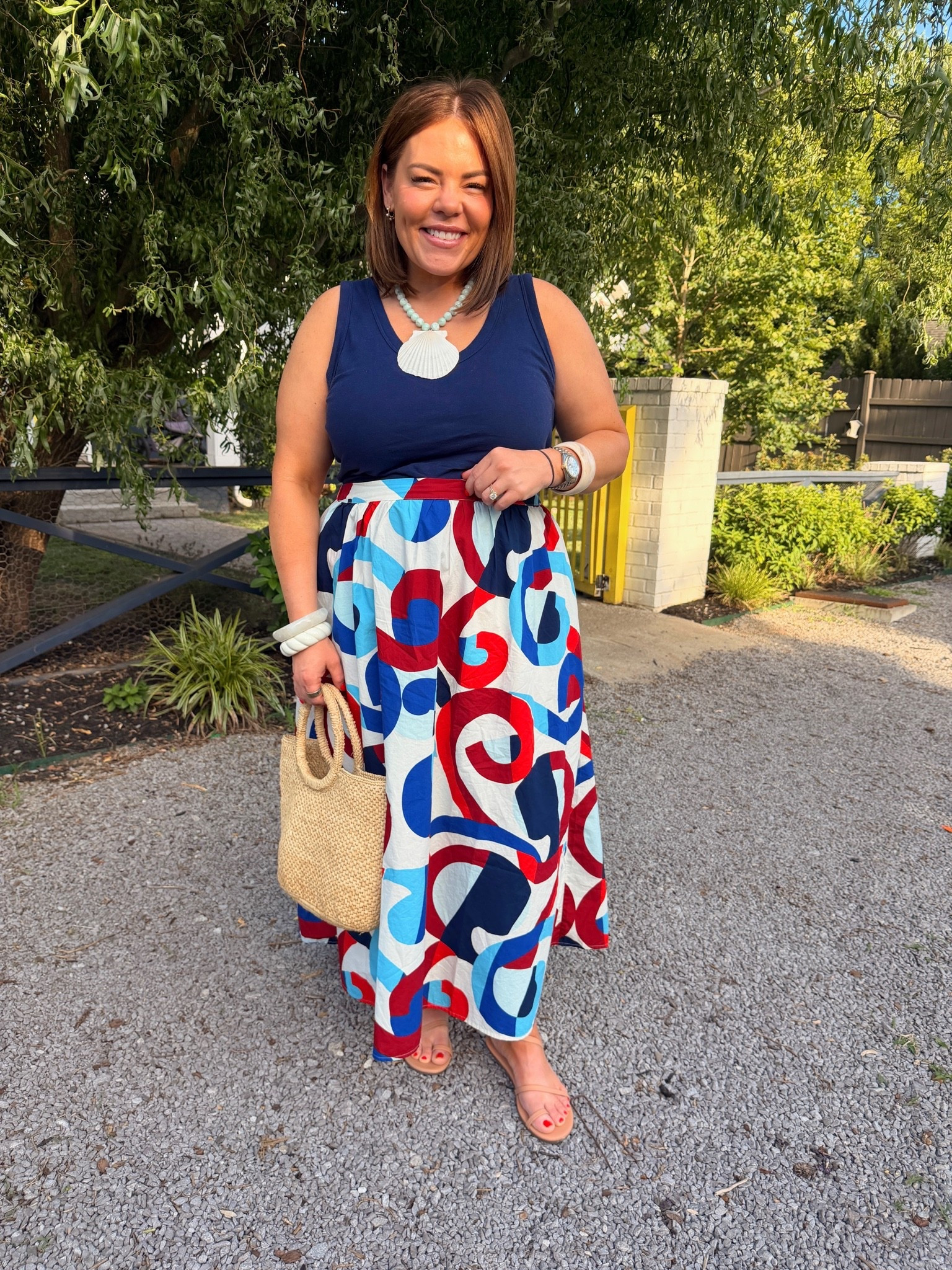 Summer night patriotic outfit idea statement Maxi skirt