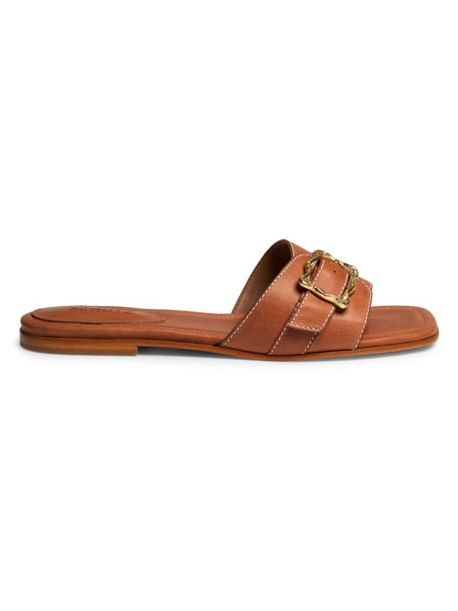 Wavy Buckle-Accented Leather Sandals | Saks Fifth Avenue