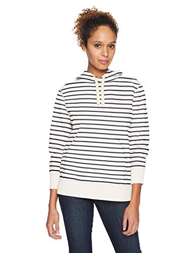 Amazon Essentials Women's Fleece Pullover Hoodie (Available in Plus Size), White Stripe, X-Large | Amazon (US)