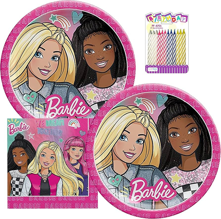 Amscan Barbie Dream Together Party Supplies Pack Serves 16: 9" Plates and Luncheon Napkins with L... | Amazon (US)
