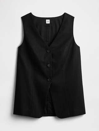 Longline Linen-Blend Vest | Gap Factory