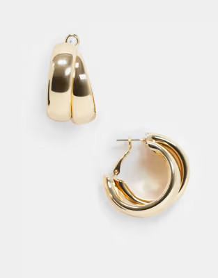 ASOS DESIGN hoop earrings with thick crossover design gold tone | ASOS (Global)