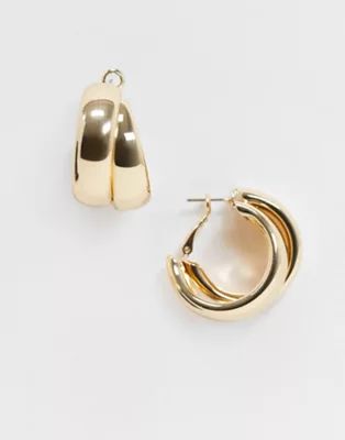 ASOS DESIGN hoop earrings with thick crossover design gold tone | ASOS (Global)