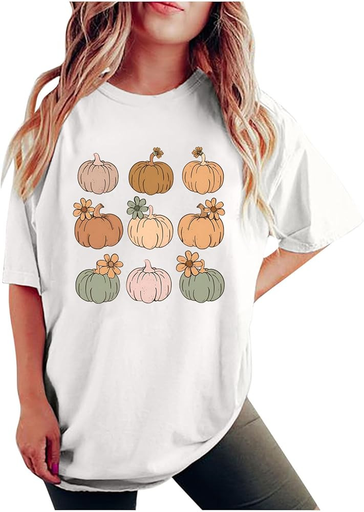 Fridja Halloween Coquette Bow Pumpkin Ghost Spooky Season T-Shirt Womens Short Sleeve Holiday Top... | Amazon (US)