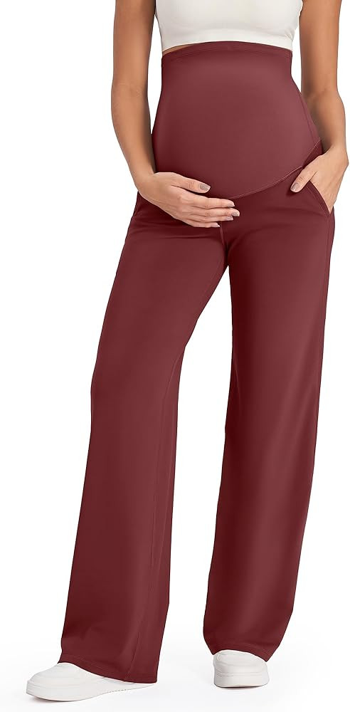G4Free Maternity Pants Over The Belly Yoga Dress Work Pregnancy Pants Stretchy Lounge Wide Leg Tr... | Amazon (US)