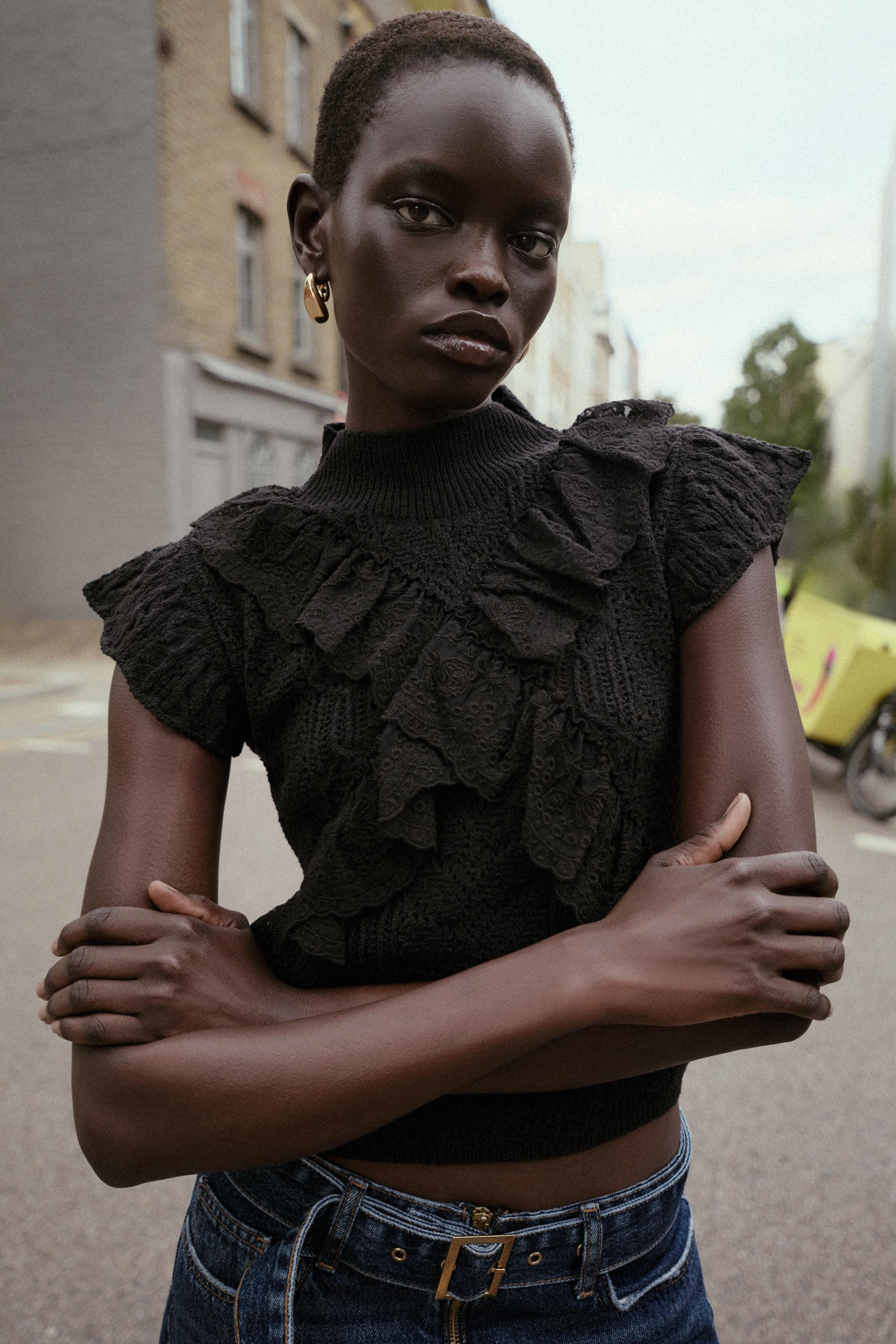 POINTELLE KNIT RUFFLED TOP | Zara US